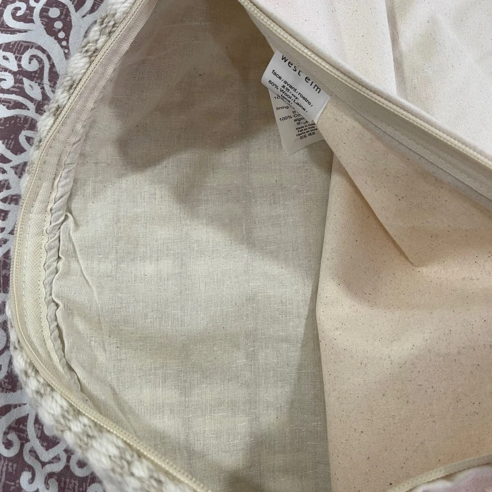 West Elm Ivory Beige Textured chunky wool Throw Pillow Cover